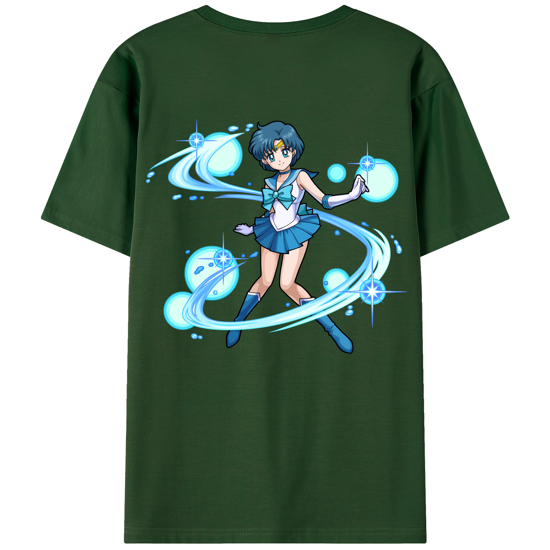 （画像用） 美少女戦士セーラームーン 水野 亜美 みずの あみ Sailor Moon Mizuno Ami 綿100％半袖Tシャツ（背面プリント）
